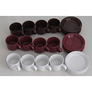 MUG ,CUP AND SAUCER WITH COLOUR GLAZED