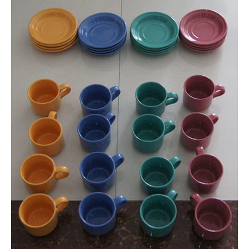 MUG ,CUP AND SAUCER WITH COLOUR GLAZED