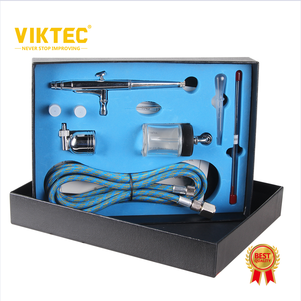 VIKTEC  9PC 7cc Spray Gun Kit Trigger Spray Gun Dual-Action Airbrush for Art, Craft, Model Paint, Cake Decorating, Tattoos with Cleaning Bottle