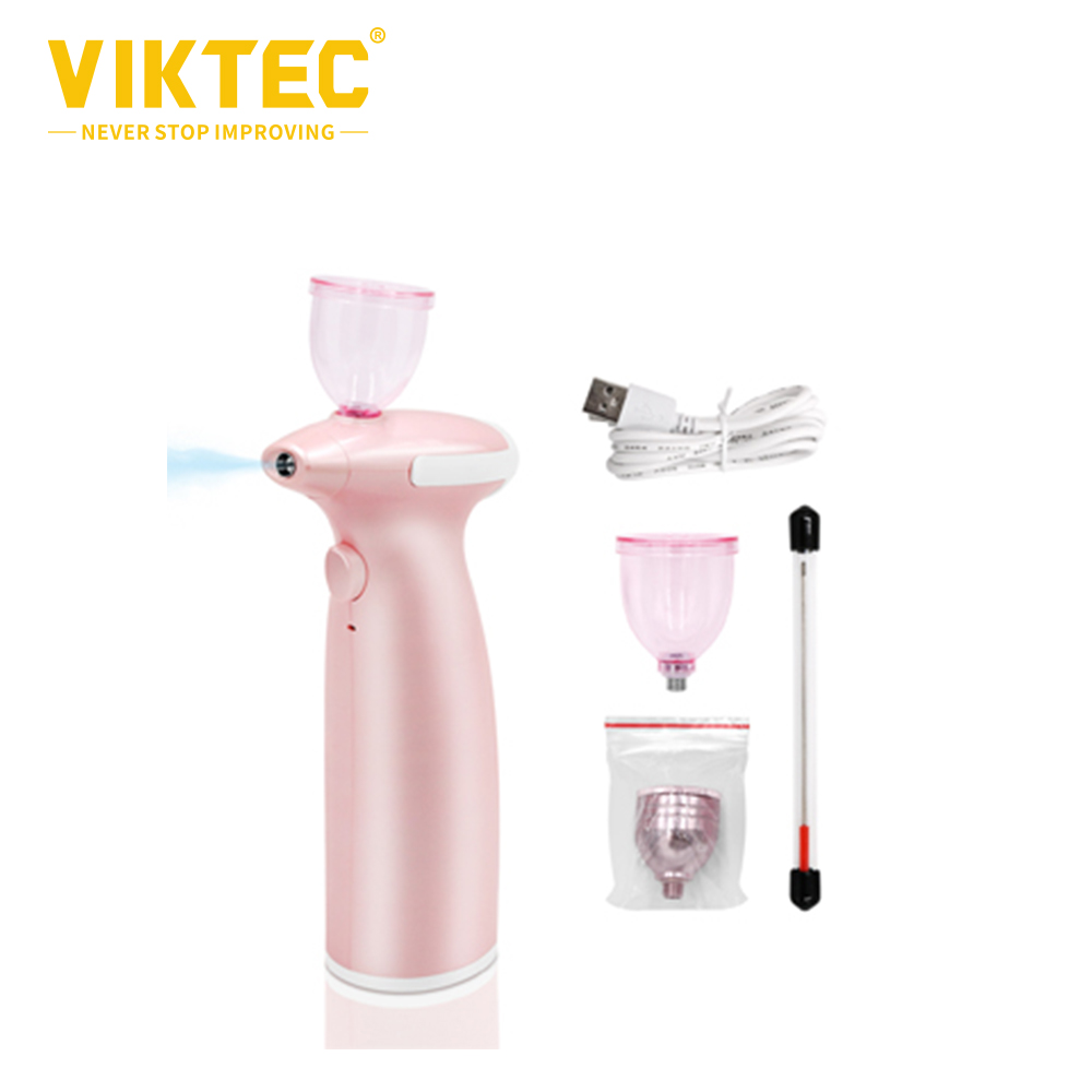 kit de aerógrafo Kit de maquillaje Máquina de maquillaje con aerógrafo Aerógrafo profesional Sistema de maquillaje cosmético Recargable Inalámbrico Hidratante Atomizador Conjunto Portátil Rociador de niebla facial Nebulizador Asidero (rosa)