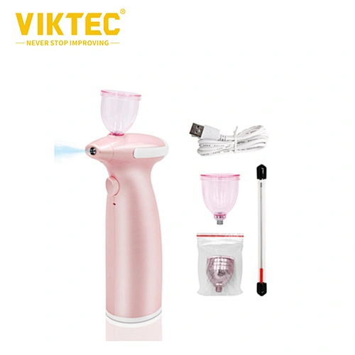 VIKTEC Beauty-airbrushset Airbrush-make-upset Airbrush-make-upmachine Professioneel airbrush-cosmetisch make-upsysteem Oplaadbare draadloze vochtinbrengende verstuiverset Draagbare gezichtsnevelspuit Vernevelaar handgreep (roze)