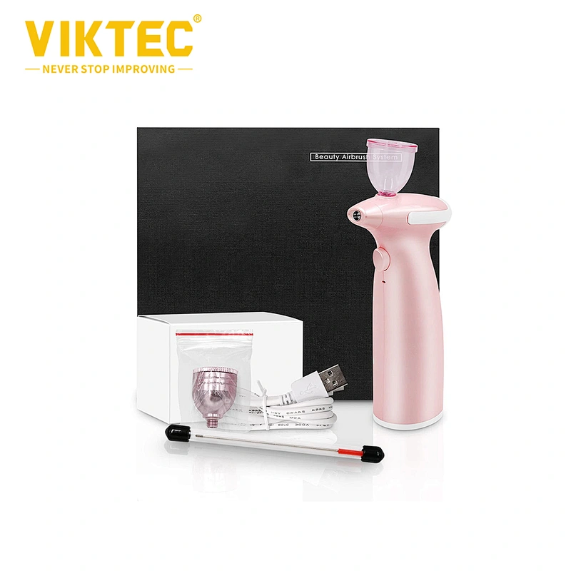 kit de aerógrafo Kit de maquillaje Máquina de maquillaje con aerógrafo Aerógrafo profesional Sistema de maquillaje cosmético Recargable Inalámbrico Hidratante Atomizador Conjunto Portátil Rociador de niebla facial Nebulizador Asidero (rosa)