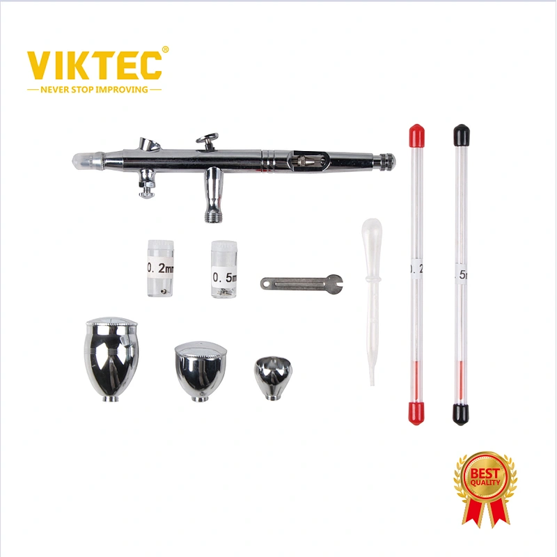 VIKTEC  2cc, 7cc, 13cc Spray Gun Kit Trigger Spray Gun Dual-Action Airbrush for Art, Craft, Model Paint, Cake Decorating, Tattoos