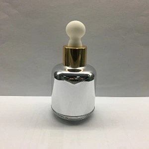 Customized Empty Frosted/Painted Glass Round Dropper Bottles 30ml, Fancy Dropper Bottles packaging for oil/serum, OEM order