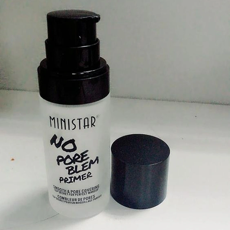 Customized color/ logo 30ml Glass foundation bottle with glossy black pump and cap