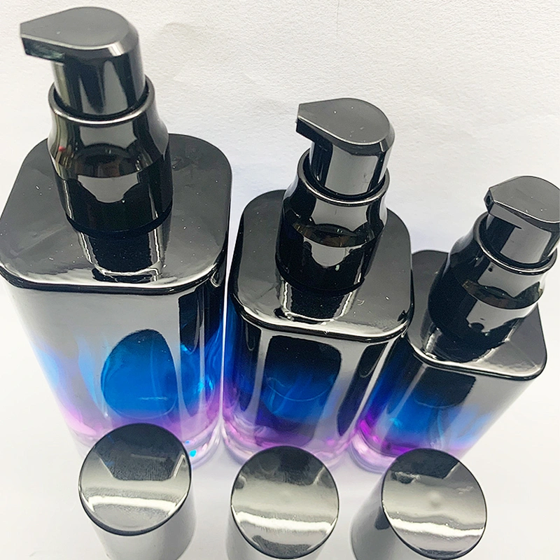 China Best Selling Custom Color Cosmetic Container Emulsion Glass Pump Bottle Face Care Bottle