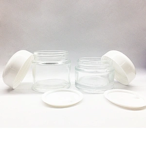 Clear Thick Round Sided Glass Cosmetic Jar with Lid