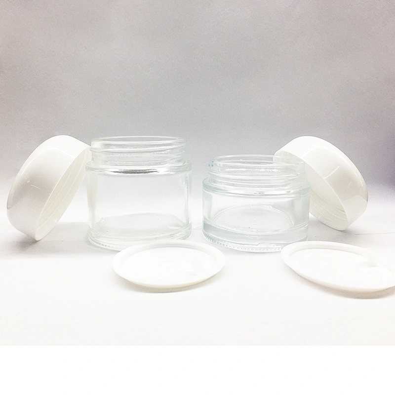 Clear Thick Round Sided Glass Cosmetic Jar with Lid