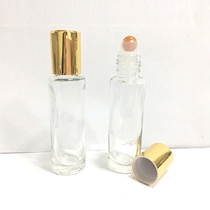 15ml roll on bottle transparent bottle with golden cap plastic cap metal ball
