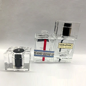 Custom transparent square ladies 25ML perfume spray glass bottle