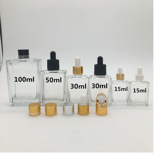 30 50 100ml empty essential oil/serum glass packaging cosmetic dropper bottle with dropper cap, customized color and printing
