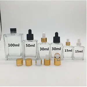 30 50 100ml empty essential oil/serum glass packaging cosmetic dropper bottle with dropper cap, customized color and printing