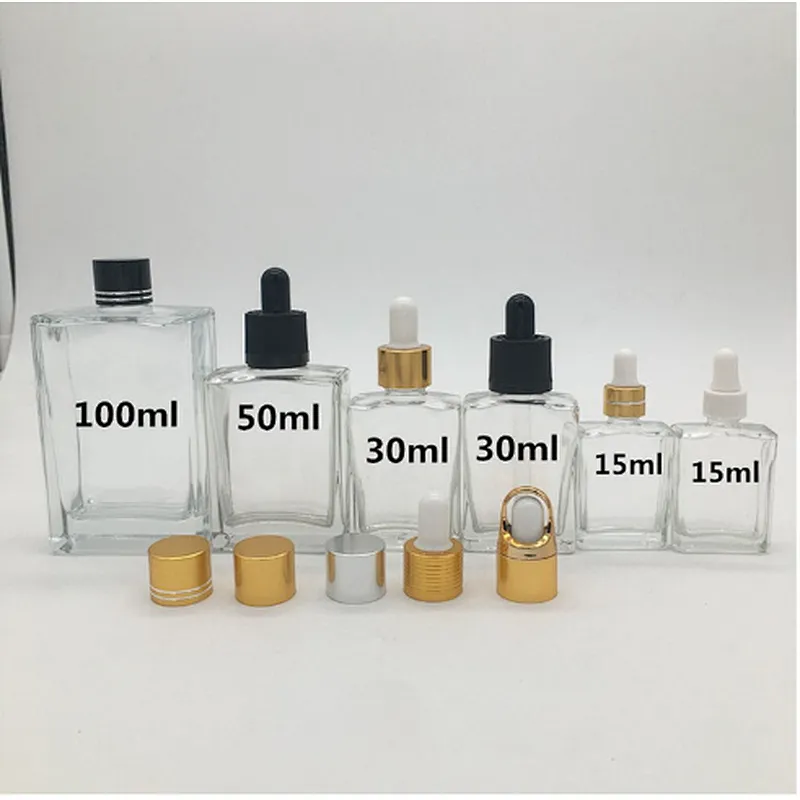 30 50 100ml empty essential oil/serum glass packaging cosmetic dropper bottle with dropper cap, customized color and printing