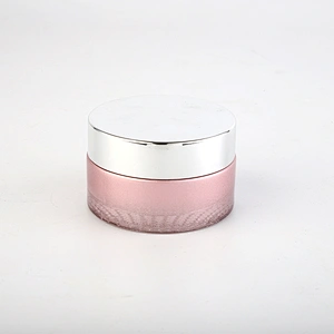 Custom glass container plastic lid matt pink cosmetic jar for skin cream