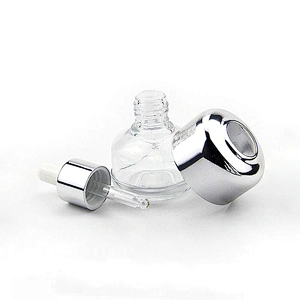 YC2591 glass dropper bottle with aluminum collar and shoulder
