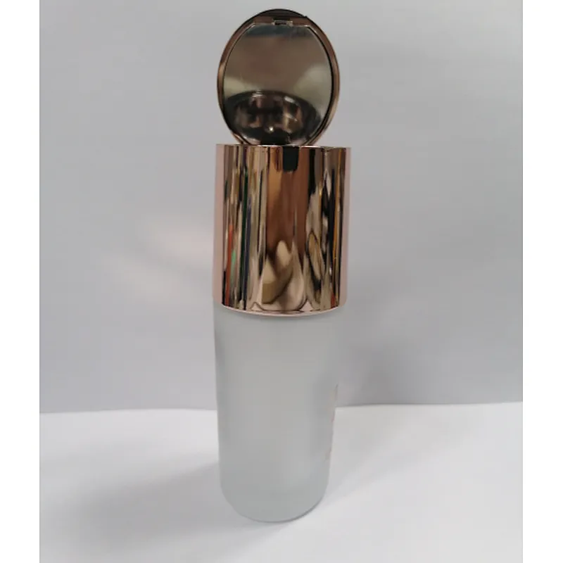 New Arrival   30ml glass   foundation bottle  with  mirror gold pump and clear cap, Customized color,  silk screen logo