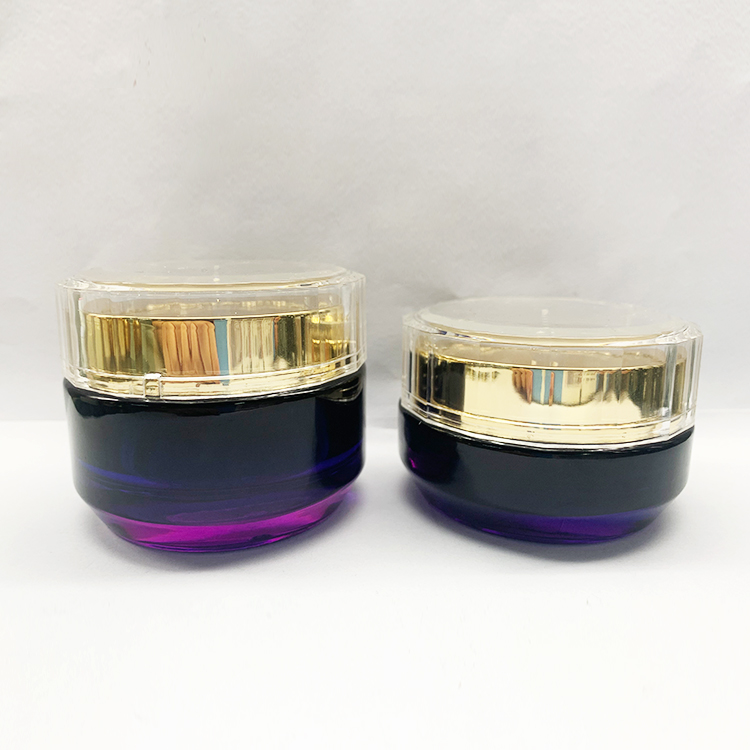 Custom Luxury Glass Cosmetic Jar for Cream with Plastic Lid