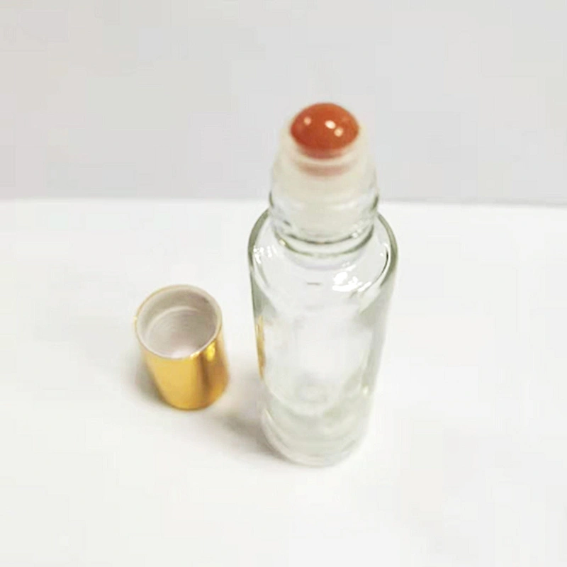 15ml roll on bottle transparent bottle with golden cap plastic cap metal ball