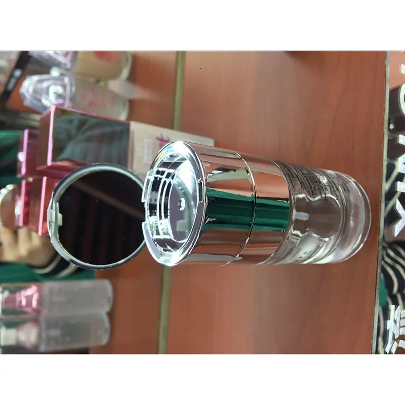 30ml Glass foundation bottle  with matte black pump and cap mirror, Customized color logo are welcome