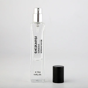 Travel size Empty 15ml Glass Perfume Bottle with Atomizer Fine Mist spray pump