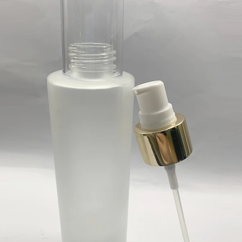 150ml frosted white pump spray glass cosmetic bottle with transparent cap