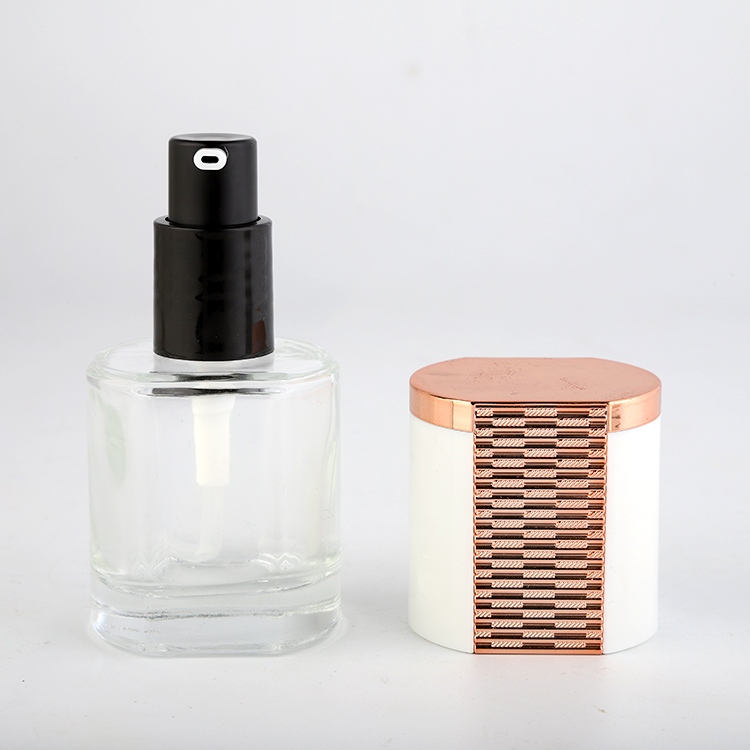 Hot selling high-end 40ml clear empty liquid lotion glass foundation bottle