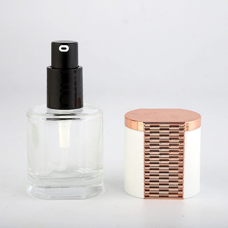 Hot selling high-end 40ml clear empty liquid lotion glass foundation bottle