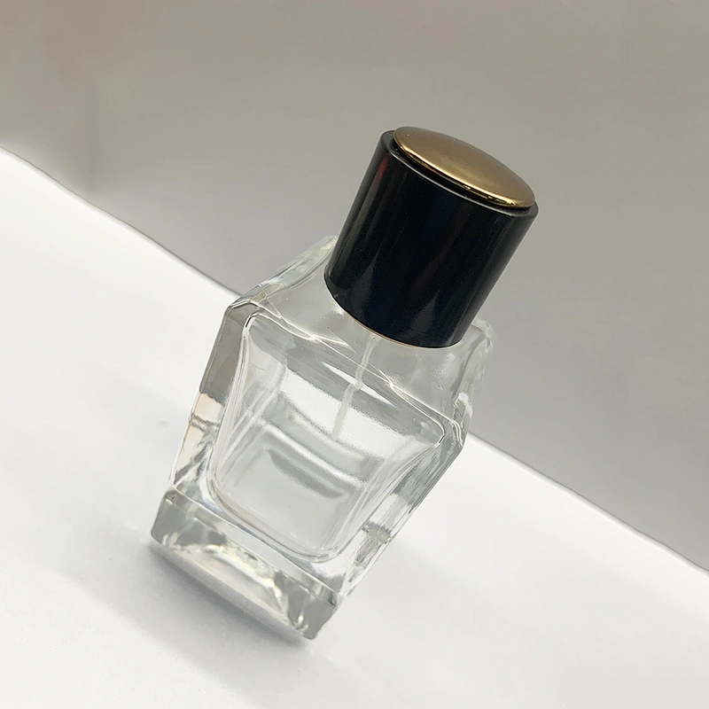 50ml square transparent silver nozzle glass perfume bottle