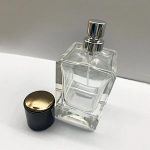 50ml square transparent silver nozzle glass perfume bottle
