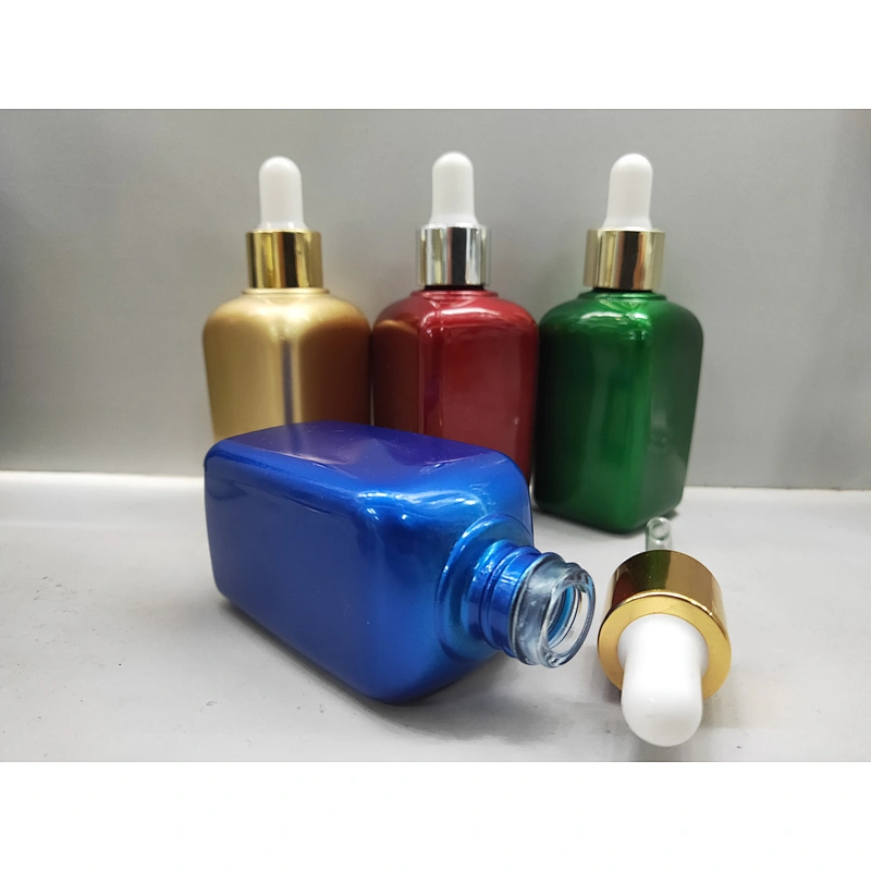 Hot sell 30 50ml empty essencial oil glass packaging cosmetic dropper bottle with aluminum shoulder and pump
