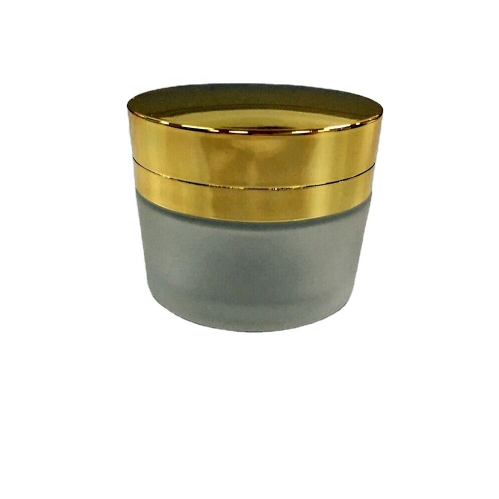 30ml and 50ml glass cosmetic jar with gold or silver lid for cream packaging