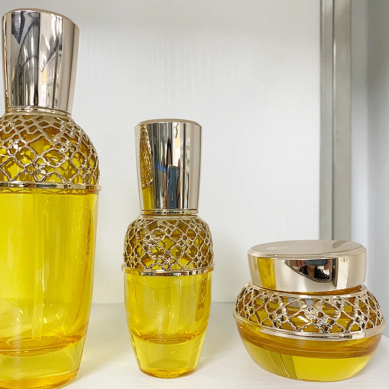 New style luxury  30g 50g 40ml 100ml 120ml cosmetics sub-bottle Mesh cover hollow high-end cosmetic bottle set