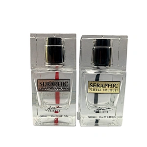Custom transparent square ladies 25ML perfume spray glass bottle