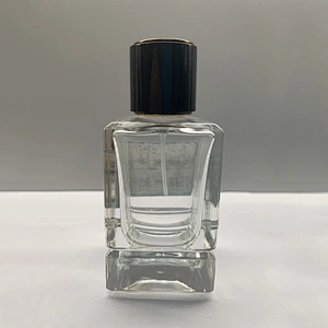 50ml square transparent silver nozzle glass perfume bottle