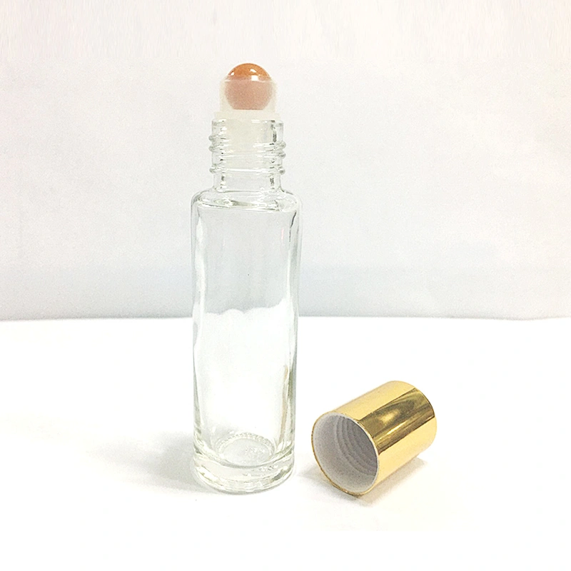 15ml roll on bottle transparent bottle with golden cap plastic cap metal ball