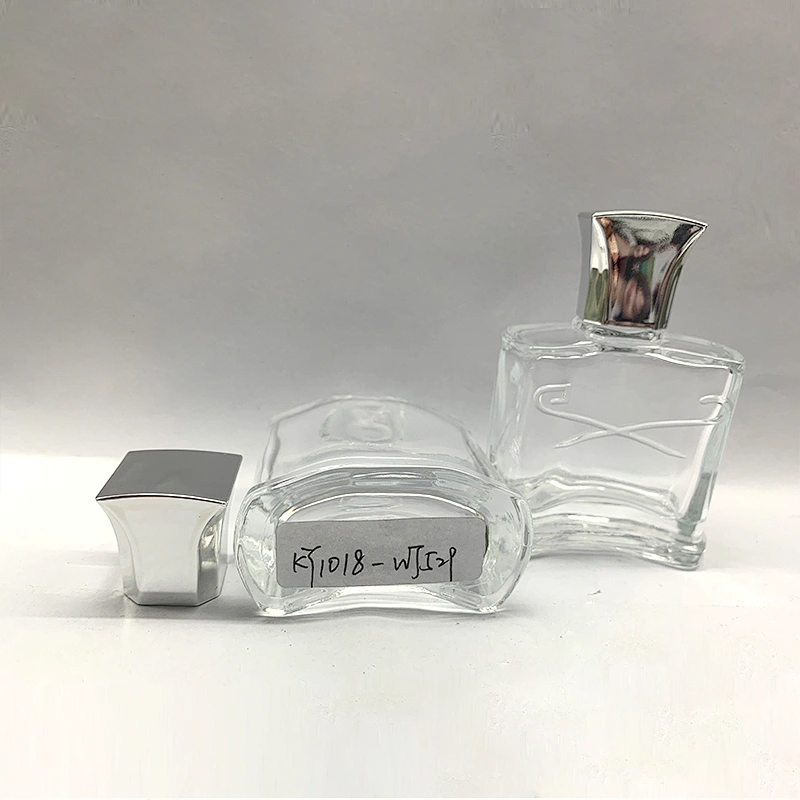 Wholesale transparent flat square frosted spray empty glass perfume bottle