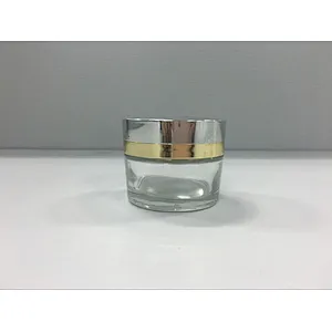 30ml and 50ml glass cosmetic jar with gold or silver lid for cream packaging