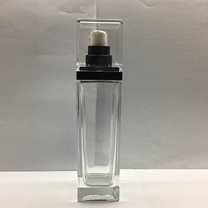 Square Glass Cosmetic Bottles Set Cream jars and Lotion Bottles with Pump or Cap