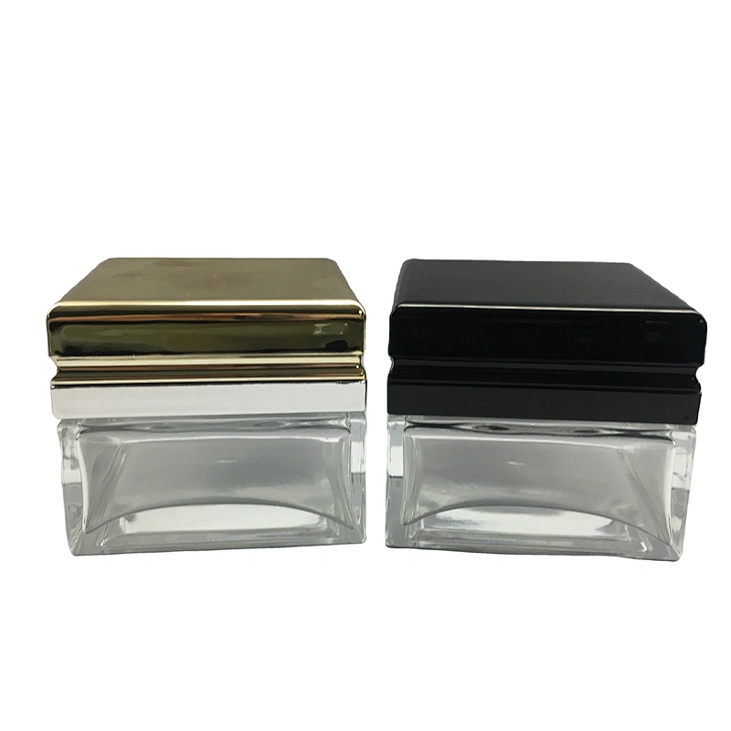 Square Glass Cosmetic Bottles Set Cream jars and Lotion Bottles with Pump or Cap
