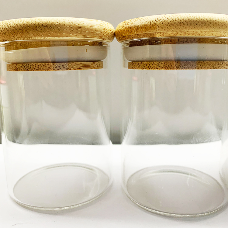 Air Tight Round Glass Food Storage Seal Jar with Natural Bamboo Lid