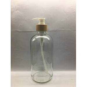 480ml Glass Boston Bottle 500ml 1000ml big Capacity  glass bottle Lotion Shampoo Bathing Soap with Pump sprayer bamboo collar