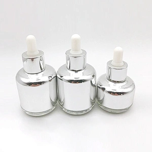 YC2591 glass dropper bottle with aluminum collar and shoulder