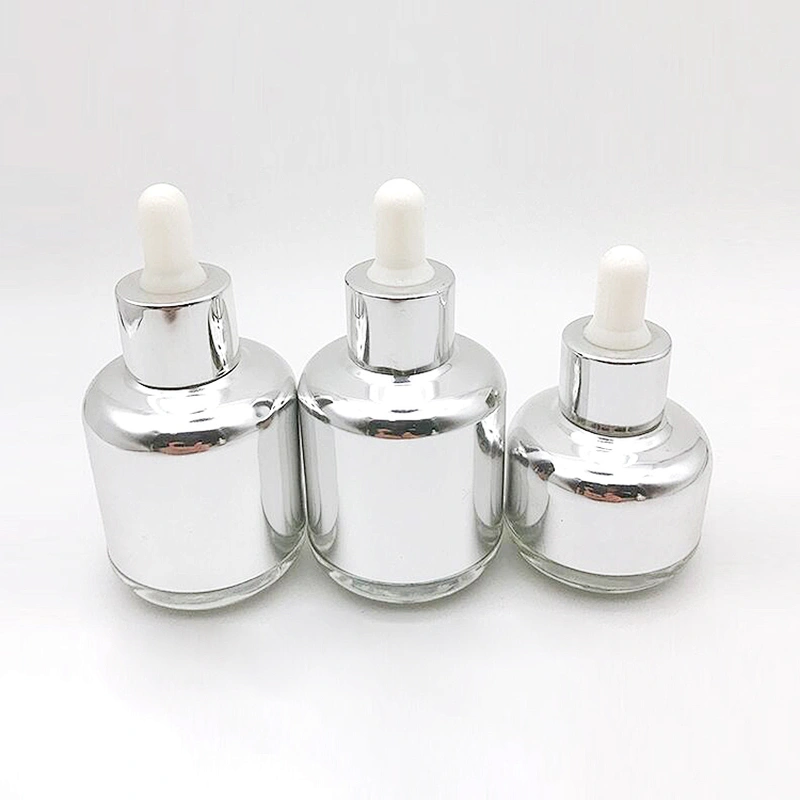 YC2591 glass dropper bottle with aluminum collar and shoulder