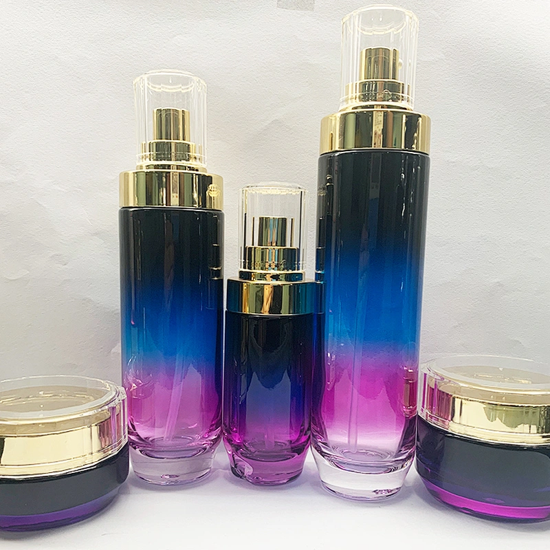 Cosmetic Packaging Sets Round Straight Shape Lotion Bottles and Cream Jar