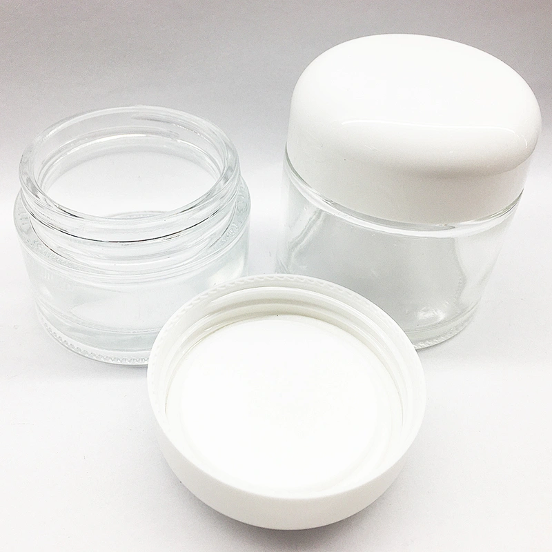 Clear Thick Round Sided Glass Cosmetic Jar with Lid