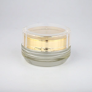 suppliers 30g 50g skin care cream cosmetic jar gold luxury glass cream jars