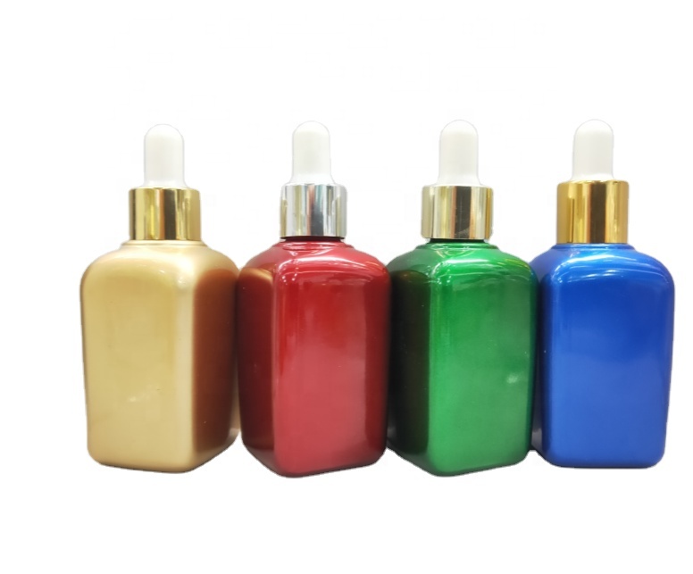 Hot sell 30 50ml empty essencial oil glass packaging cosmetic dropper bottle with aluminum shoulder and pump