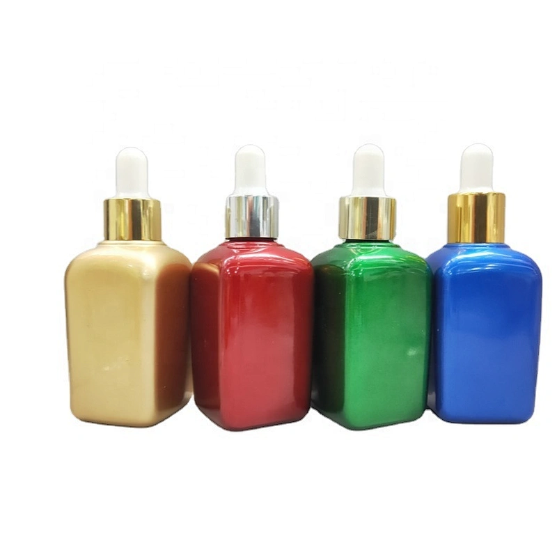 Hot sell 30 50ml empty essencial oil glass packaging cosmetic dropper bottle with aluminum shoulder and pump