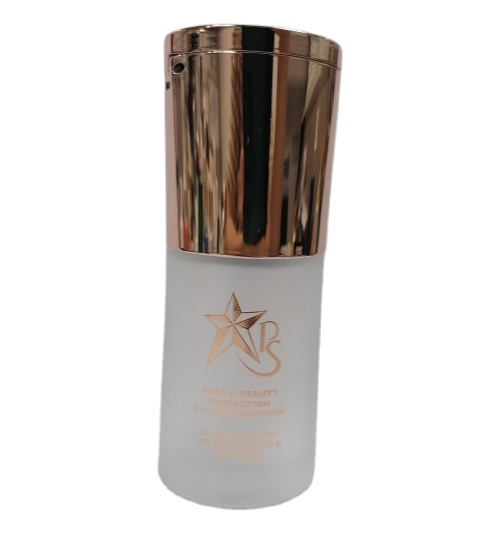 New Arrival   30ml glass   foundation bottle  with  mirror gold pump and clear cap, Customized color,  silk screen logo