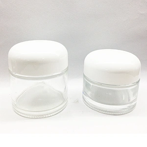 Clear Thick Round Sided Glass Cosmetic Jar with Lid